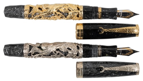 MONTEGRAPPA Zodiac Horse Silver & 18K Gold Pair of Ltd FPs