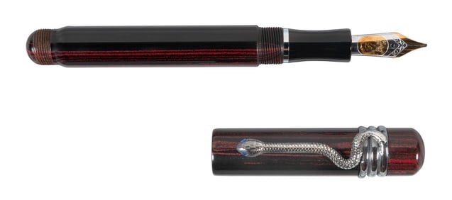 LABAN: Ebonite Fountain Pen, Silver Snake Clip