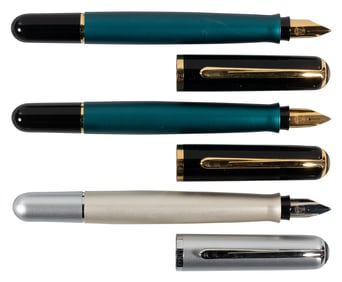 PELIKAN P360 Epoch Titanium-Silver & Emerald-Green FP Lot of 3
