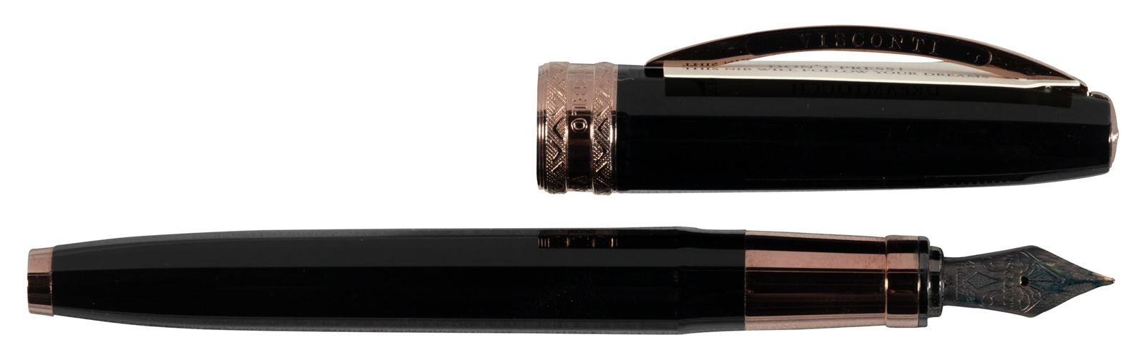 VISCONTI Michelangelo Nero Black Rose Gold Fountain Pen (1 of 2)