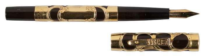 A.A. WATERMAN: BHR & Gold Overlay Eyedropper, c.1915