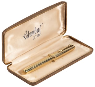 COLUMBUS: Extra Button-Filler FP, Gold-Plated, Original Box, 1940s
