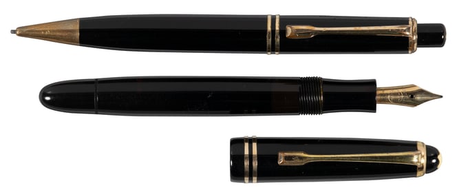MONTBLANC: 242 FP & 272 Pencil, w/ MB Leather Case, 1950s