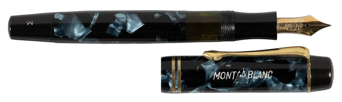 MONTBLANC No. 334 1/2 Marbled BLUE CELLULOID FP, c.1936