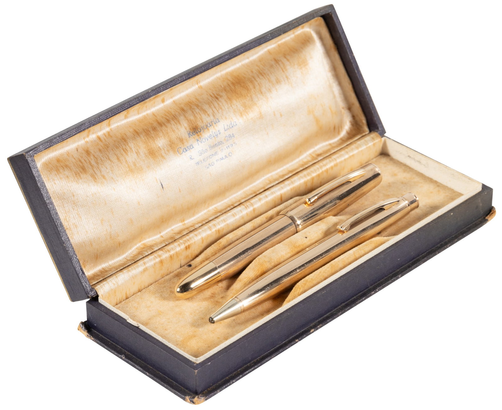 OSMIA: Gold-Plated Pen/Pencil Set, Original Box, 1930s: Heading: Author: Osmia Title: OSMIA: Gold-Plated Piston-Filler Fountain Pen and Propelling Pencil Set, In Original Box Place Published: Germany Publisher: Date Published: c. early 1930s <