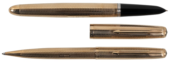 PARKER 51: Presidential 9K Solid Gold Fountain Pen & Pencil Set