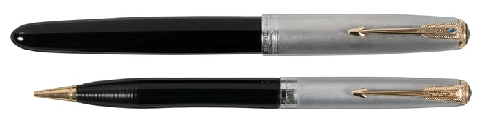PARKER 51: Black & Sterling Silver FP & Pencil Set