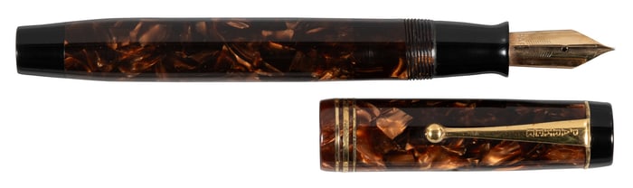 PARKER: Duofold Red Celluloid Fountain Pen, Three Bands