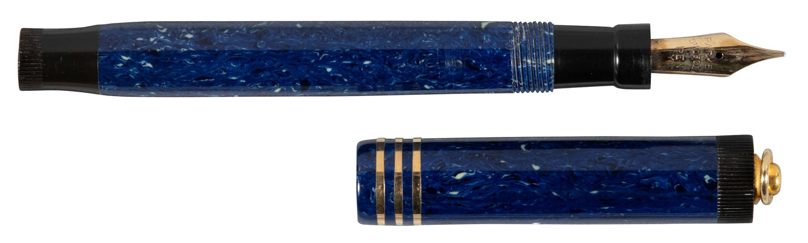PARKER: Lady Duofold Lapis Blue Ringtop FP, 1930s (1 of 2)