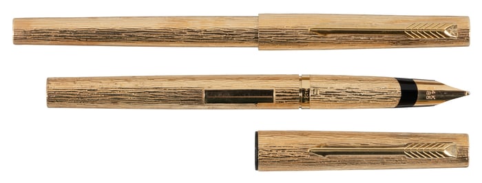 PARKER 105 Rolled Gold FP & RB, Bark Pattern, c.1979