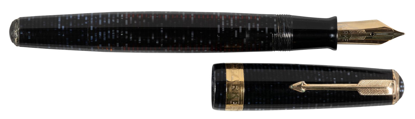 PARKER: Vacumatic Band FP, Azure Pearl, c.1940 (1 of 2)