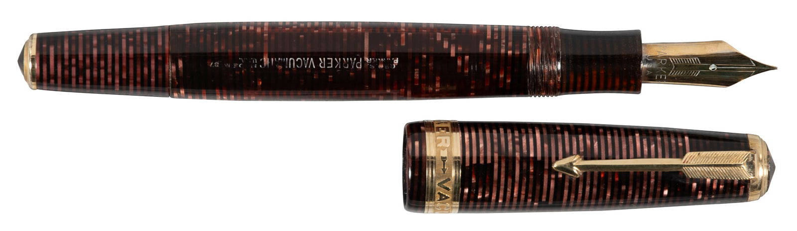 PARKER: Vacumatic Band FP, Red, Excellent, 1937 (1 of 2)