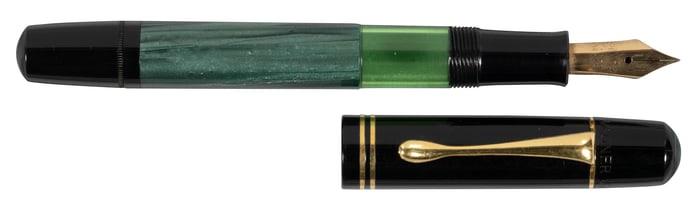 PELIKAN: #100N G. Wagner Black/Green Fountain Pen, 1930s
