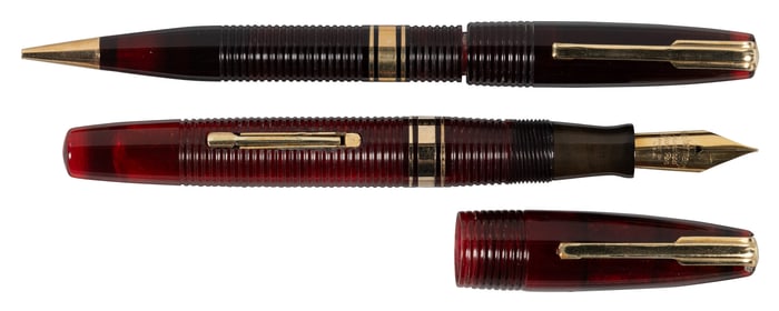 WATERMAN Hundred Year Red Transparent Ribbed Pen Set