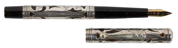 WATERMAN: #415 BHR Eyedropper FP, Silver Overlay, c.1915