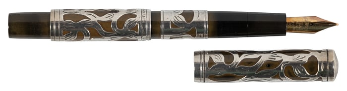 WATERMAN: #415 BHR Sleeve-Filler FP, Silver Overlay, 1911