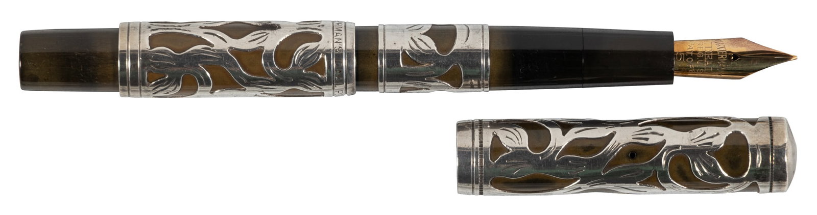 WATERMAN: #415 BHR Sleeve-Filler FP, Silver Overlay, 1911 (1 of 2)