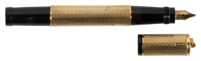 WATERMAN: #42 Solid 18K Gold Overlay Ringtop Safety Fountain Pen