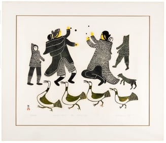 Cape Dorset stonecut by Keeleemeomee
