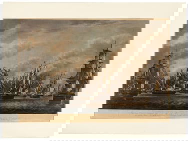 Robert Dodd's Repulse of the Linois aquatint