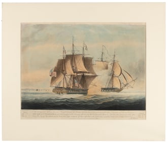 USS Chesapeake captured by the Brits, Jeakes aquatint