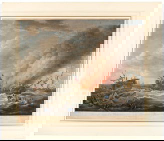 Fittler engraving after Paton, HMS Quebec vs. Surveillant