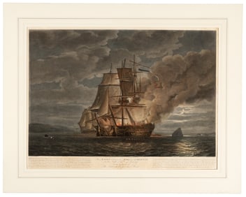 HMS Mars takes L'Hercule, aquatint after Pocock