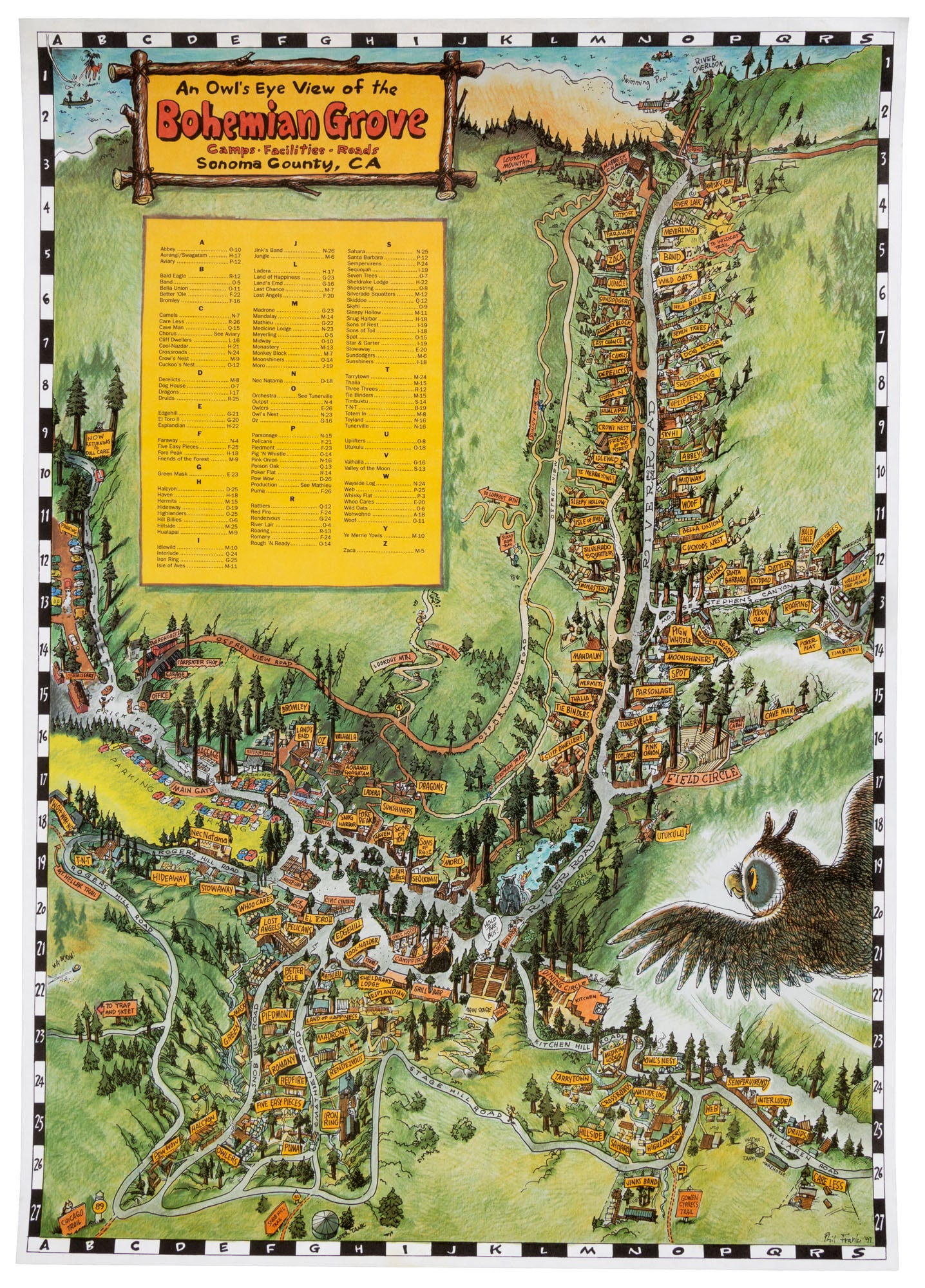 Phil Frank bird's-eye of Bohemian Grove (1 of 1)