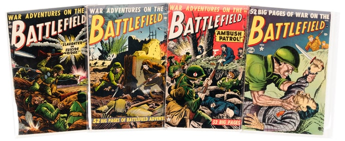 BATTLEFIELD #s 1, 2, 3, 4 * Lot of Four Comics * Concentration Camp Panels