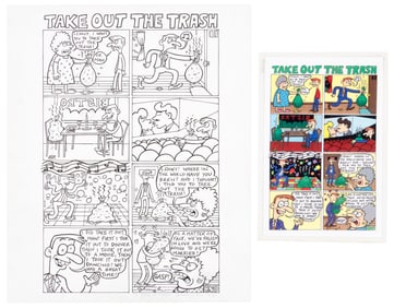 Original Art * JOHNNY RYAN * Take Out the Trash" Pen and Ink Drawing"