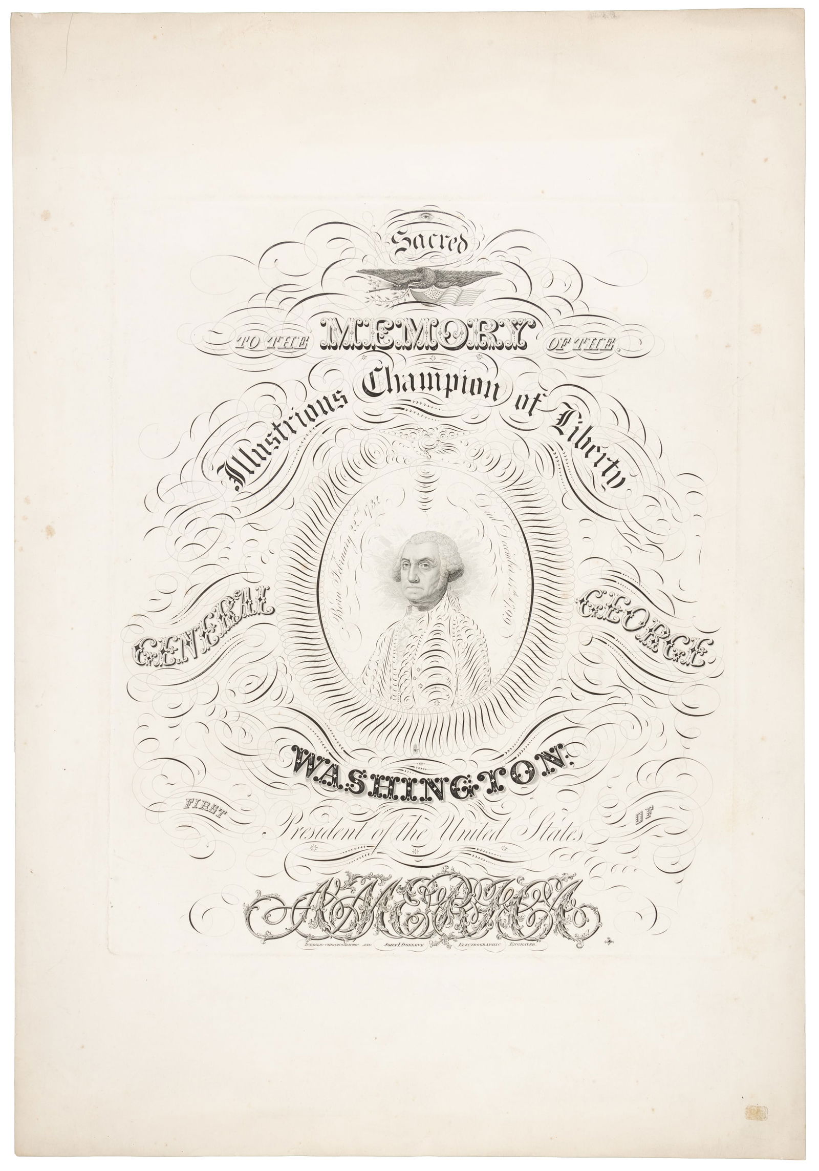 Calligraphic portrait of George Washington