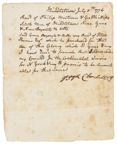 Receipt for guns after signing of Declaration