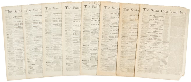 8 issues of rare CA newspaper