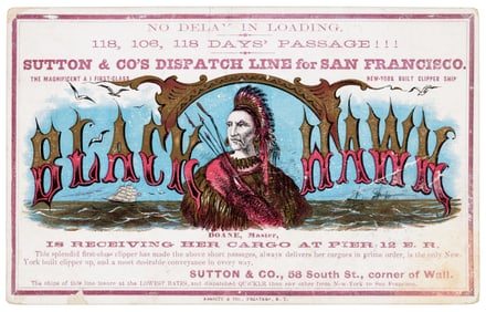 Clipper ship card for Black Hawk