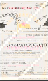 Clipper ship card printed in black & gold