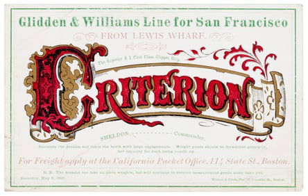 Clipper Card for ship Criterions by Watson & Clark