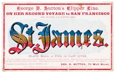 Clipper Ship Card for St. James by Nesbitt