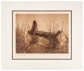 Tule Canoe – Pomo photogravure, Edward S. Curtis