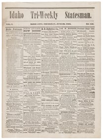 Rare Idaho Territory newspaper, 1865