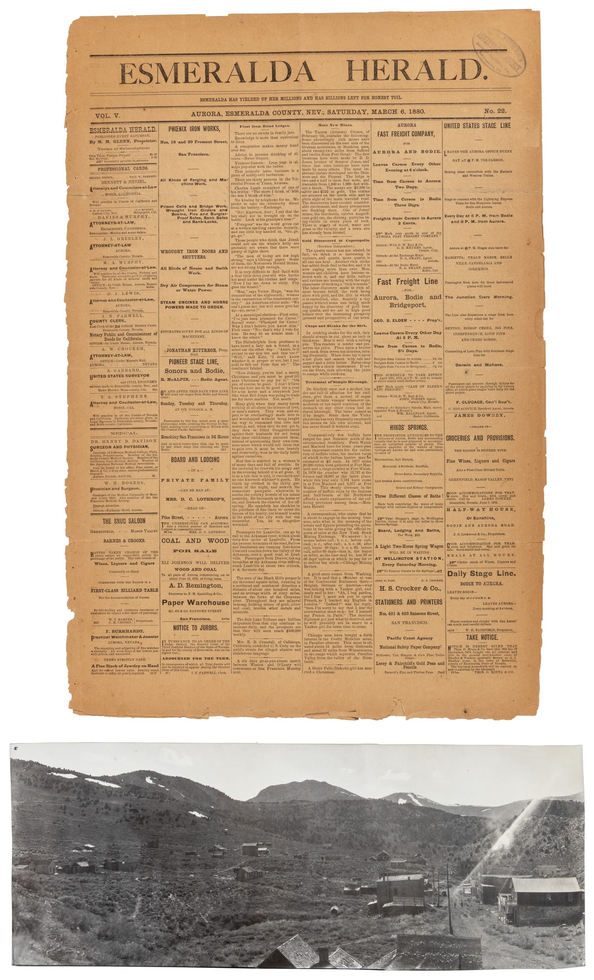 Rare 1880 newspaper for Esmeralda, Nevada (1 of 4)