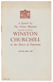 Churchill's Never in the field of human conflict..." speech"