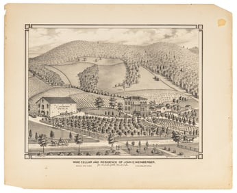 Litho of Napa's Weinberger Wine Cellar