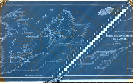 Rare map of New Almedan Quicksilver Mine c.1880