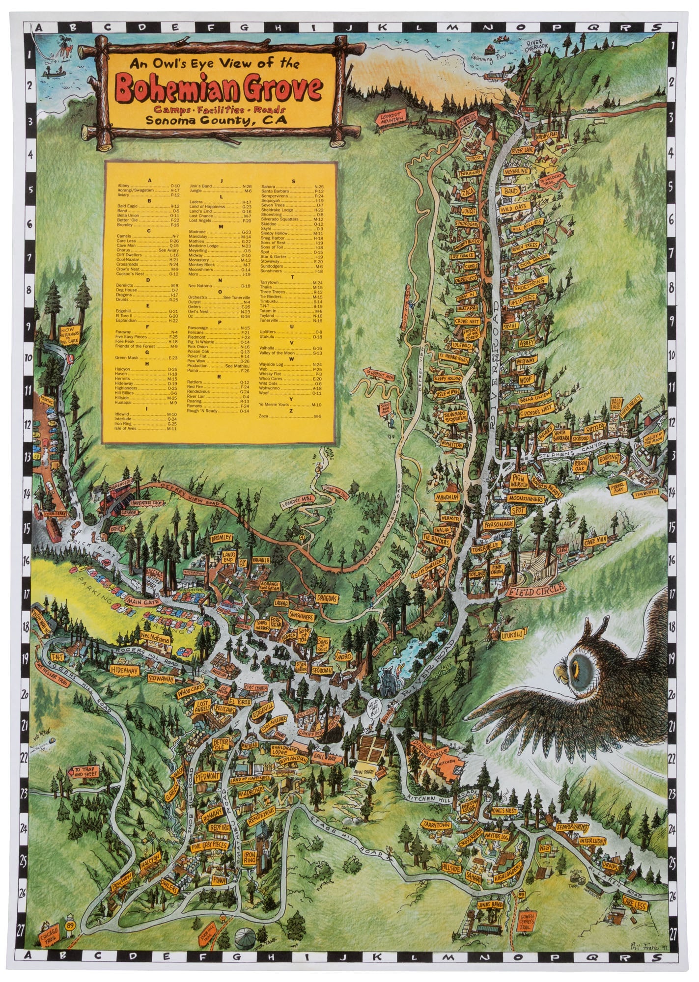 Phil Frank bird's-eye of Bohemian Grove (1 of 1)