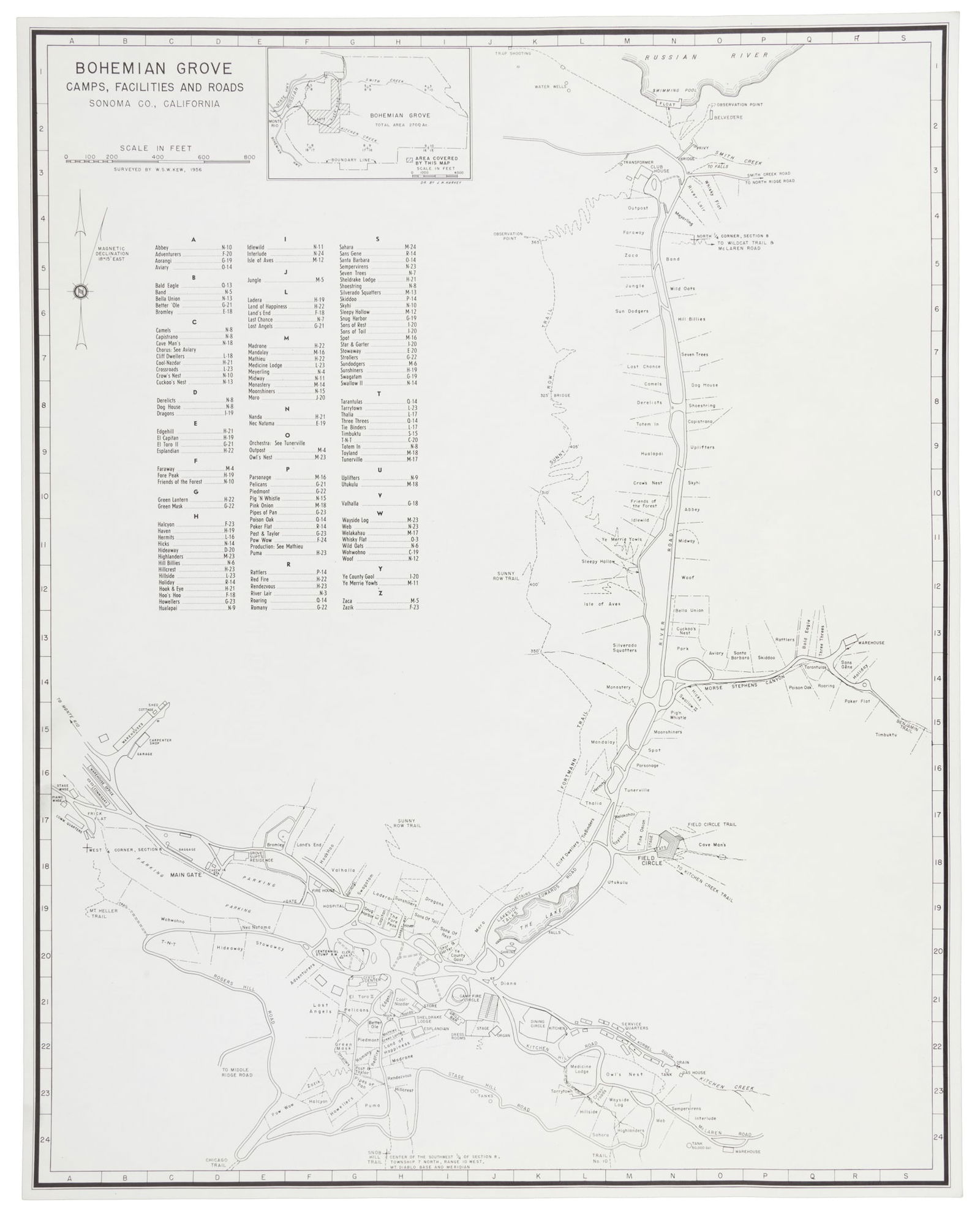 Map of Bohemian Grove encampment 1956 (1 of 1)