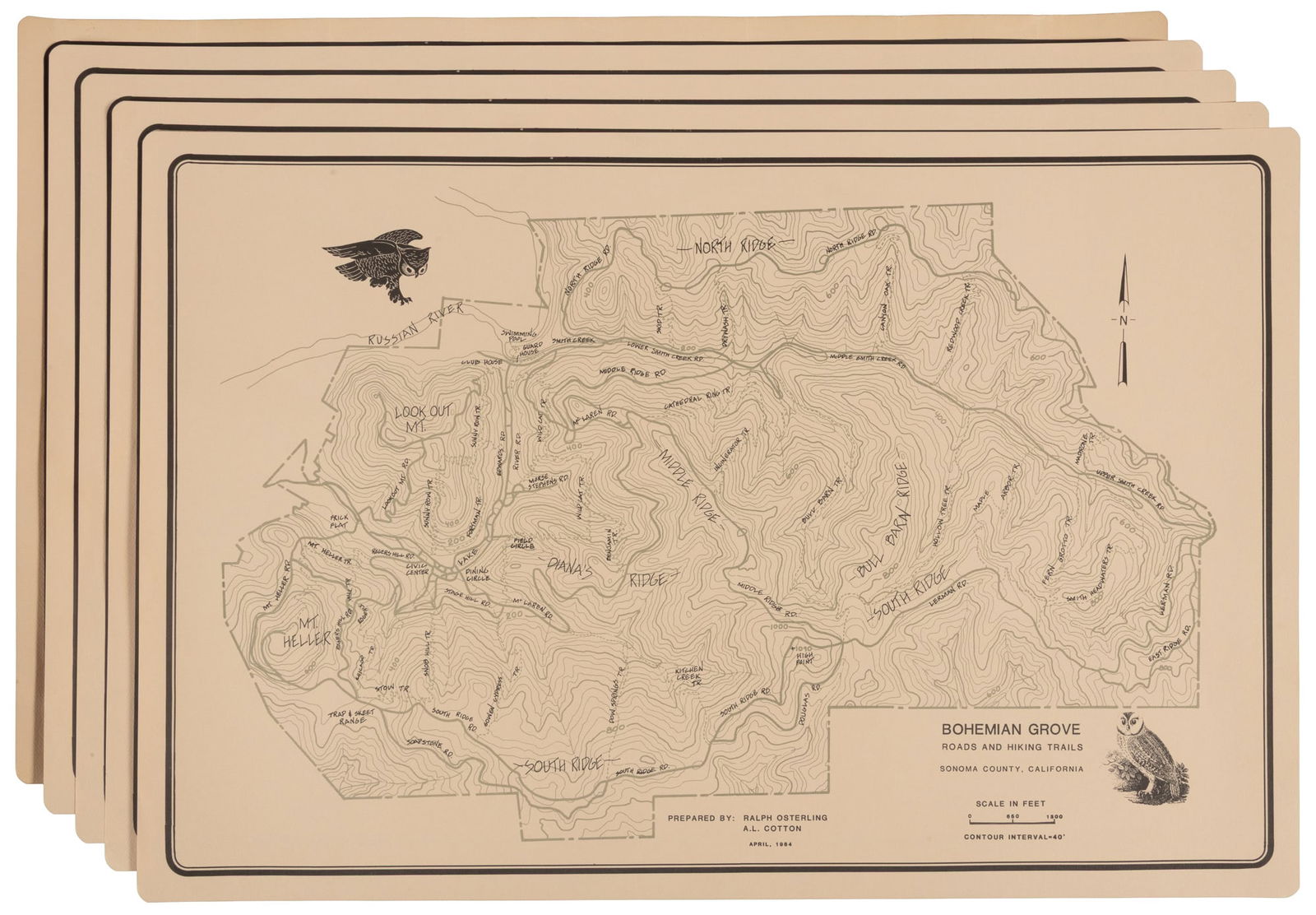 Map of Bohemian Grove Roads and Hiking Trails (1 of 1)