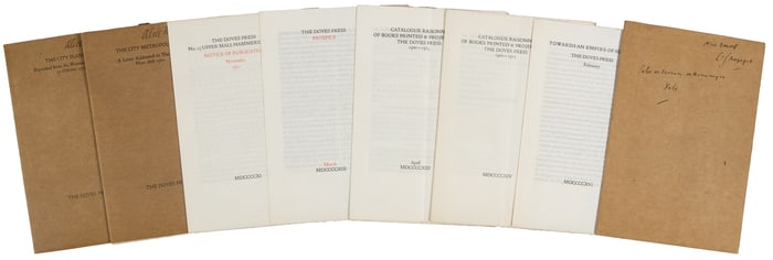 Doves Press ephemera, some presentation copies