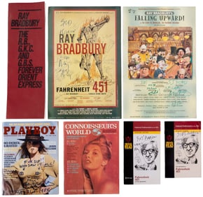 Ray Bradbury ephemera, 7 pieces signed