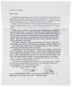 Bukowski signed letter w/envelope