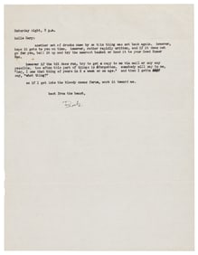 Bukowski signed typescript letter
